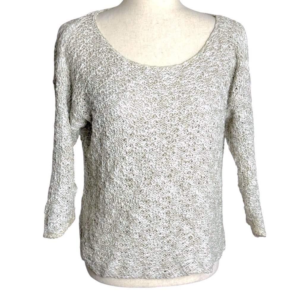 Peruvian Connection Pima cotton crochet boxy sweater cottagecore boho size L